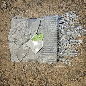 Liz Claiborne Grey Scarf and Beanie Set New In Package